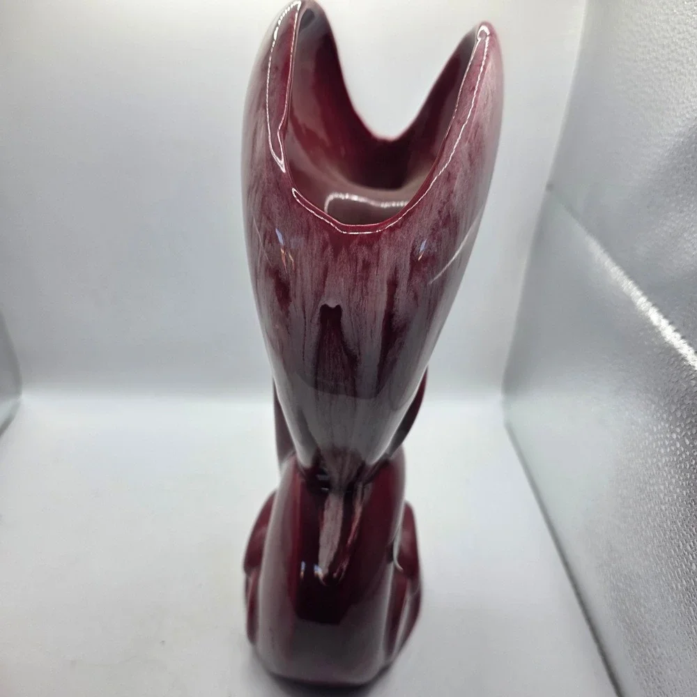 Vintage Royal Haeger 933 USA Oxblood Burgundy White Drip Glaze MCM Art Pottery